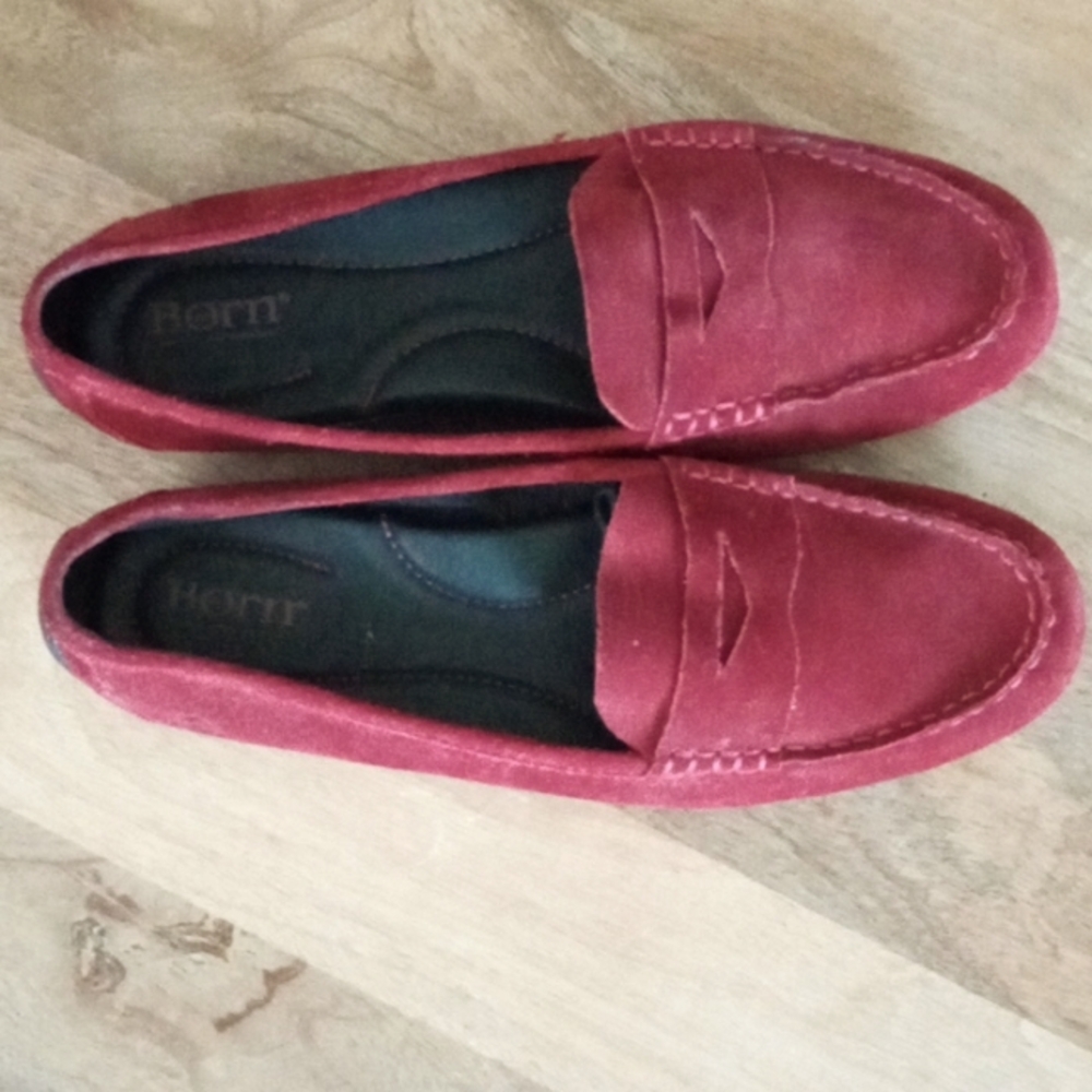 Born Red Suede Penny Loafers